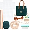 DIY Knitting Crochet Bags Kits, Including Yarn, Mesh Plastic Canvas Sheets, Bag Handles, Bag Strap Chains, Knitting Needles, Thread, Magnetic Clasp, Labels, D Ring, Dark Green