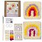 Polycotton Latch Hook Cup Mat Kit, DIY Coaster Crochet Yarn Kits, Including Instructions, Fabric, Yarn, Wood Stick, Rainbow, 160x160mm, Yarn: 9 skeins