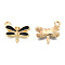 Light Gold Plated Alloy Charms, with Enamel, Dragonfly, Black, 14.5x15.5x3mm, Hole: 1.8mm