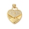 Rack Plating Brass & Clear Cubic Zirconia Pendants, Cadmium Free & Lead Free, Long-Lasting Plated, Heart, Real 18K Gold Plated, 20x17.5x5mm, Hole: 4x3.6mm