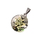 Dried Flower Glass Pendants, Flat Round, Champagne Yellow, 32x20mm, 5pcs/set