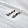 925 Sterling Silver Flower with Tassel Dangle Stud Earrings for Women JE935A-4