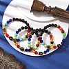 10 Round Om Mani Natural Obsidian & 8mm Round Mixed Stone Beaded Stretch Bracelets BJEW-JB10337-2