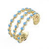 Enamel Triple Line Open Cuff Ring RJEW-N035-124B-1