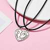 2Pcs 2 Style Alloy Split Heart Matching Pendant Necklaces Set NJEW-JN04552-4