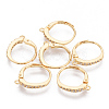 Brass Cubic Zirconia Huggie Hoop Earring Findings X-KK-S340-43G-3