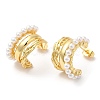 Brass Arch Stud Earrings with Plastic Pearl Beaded KK-Q775-26G-1