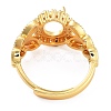 Rack Plating Leaf & Oval Brass Micro Pave Cubic Zirconia Adjustable Ring Components KK-Q819-09G-3