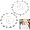 ARRICRAFT 2Pcs 2 Style Synthetic Turquoise Flower & Oval Link Chains Belt AJEW-AR0001-51-1