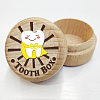 Round Beech Wooden 3D Engraved My First Tooth Superman Box CON-WH0120-005-1