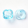 4-Petal Transparent Spray Painted Glass Bead Caps GGLA-S054-009A-02-2