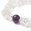 Natural Quartz Crystal Chips & Mixed Gemstone Stretch Bracelet for Women BJEW-JB09230-3