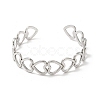 304 Stainless Steel Heart Open Cuff Bangle for Women BJEW-L682-001P-1