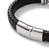 Men's Braided Black PU Leather Cord Bracelets BJEW-K243-38AS-3
