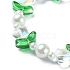 Imitation Pearl & Tulip Flower Glass Beaded Stretch Bracelet BJEW-JB09422-4