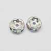 Rack Plating Rondelle Brass Grade A Rhinestone Spacer Beads RB-D301-06S-2