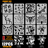 12Pcs 12 Styles PET Hollow Out Drawing Painting Stencils DIY-WH0394-0254-2