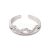 Clear Cubic Zirconia Wave Open Cuff Ring RJEW-B028-06P-2