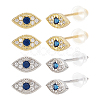  4 Pairs 2 Colors Blue Cubic Zirconia Evil Eye Tiny Stud Earrings EJEW-NB0001-10-1