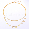 Stainless Steel Cable & Herringbone Chains Double Layer Necklaces SB7965-1