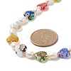 Natural Pearl & Millefiori & Brass Beaded Necklace for Women NJEW-JN04177-02-5
