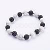 Frosted Natural & Synthetic Mixed Stone Beads Stretch Bracelets BJEW-JB03229-2