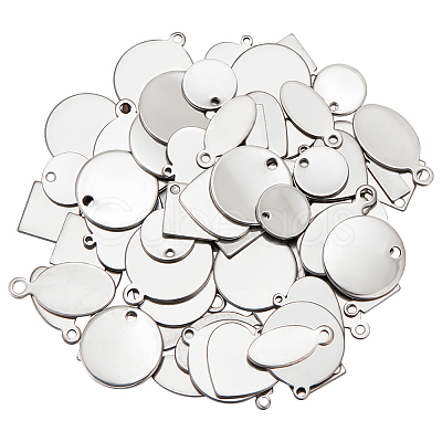 WADORN 80Pcs 8 Styles 304 & 201 Stainless Steel Stamping Blank Tag Pendants STAS-WR0001-11-1