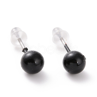 Alloy Round Ball Stud Earrings with Steel Pin for Women EJEW-E143-01A-1