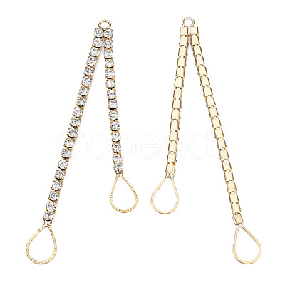 Brass Pave Crystal Rhinestone Chain with Teardrop Big Pendants KK-N216-425-03LG-1