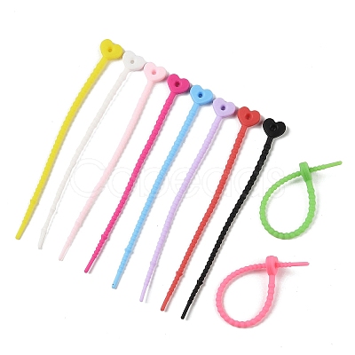 Heart Shape Silicone Cable Zip Ties AJEW-C034-02-1