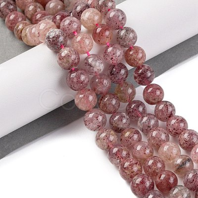 Natural Strawberry Quartz Beads Strands G-J373-16-8mm-01-1