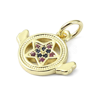 Brass Micro Pave Colorful Cubic Zirconia Pendants KK-H475-19G-07-1