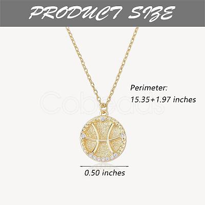 925 Sterling Silver 12 Constellation Necklace Gold Horoscope Zodiac Sign Necklace Round Astrology Pendant Necklace with Zircons Birthday Jewelry Gift for Women Men JN1089B-1