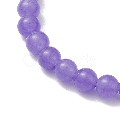 Round Natural Dyed Malaysia Jade Beaded Stretch Bracelets BJEW-JB10670-1