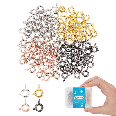 DICOSMETIC 120Pcs 4 Colors Brass Spring Ring Clasps FIND-DC0001-94-1