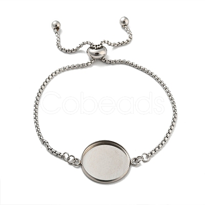 Non-Tarnish 304 Stainless Steel Round Cabochon Setting Bracelets DIY-Z026-01C-1