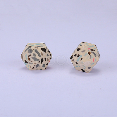 Colorful Pattern Printed Silicone Beads SI-JX0022A-16-1