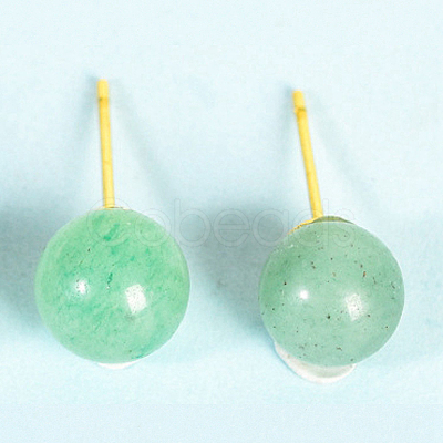 Natural Green Aventurine Studs Earrings PW-WG31515-13-1