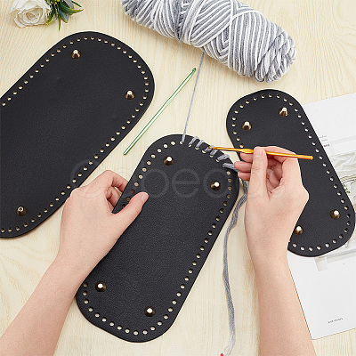 PandaHall Elite 3Pcs 3 Style Oval PU Leather Knitting Crochet Bags Nail Bottom Shaper Pad DIY-PH0009-84-1