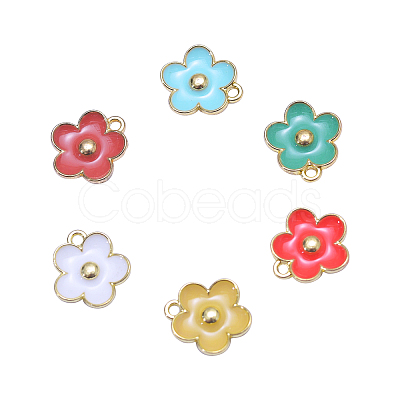 20Pcs 10 Colors Light Gold Plated Alloy Enamel Charms ENAM-CJ0001-65-1