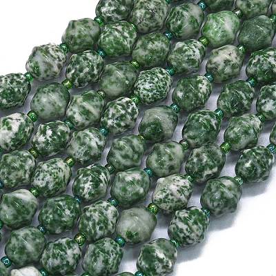 Natural Green Spot Jasper Beads Strands G-K389-D09-01-1