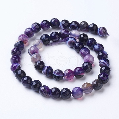 Natural Striped Agate/Banded Agate Beads Strands G-G753-07-10mm-1