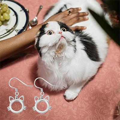 Anti-Tarnish Women Cat Stud Earrings Simple Dangle Earrings Cute Animal Kitten Cat Face Earrings Rhodium Plated Sterling Silver Earrings Stud Jewelry Gift for Lovers Women Birthday Christmas JE1073A-1