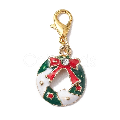 12Pcs 12 Styles Christmas Alloy Enamel Pandant Decorations HJEW-JM01949-1