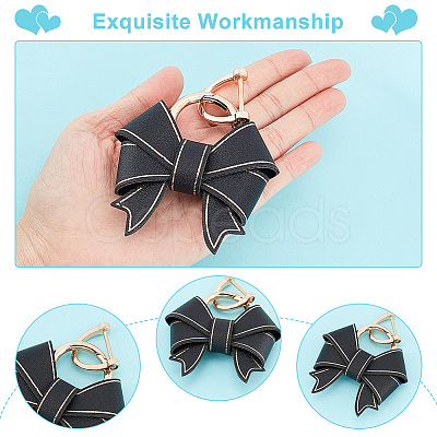 Handmade Cute Bow Ladies Car Keychain KEYC-WH0004-61KCG-02-1