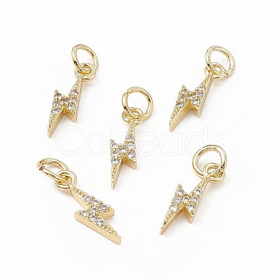 Brass Micro Pave Cubic Zirconia Charms KK-E068-VB224-1