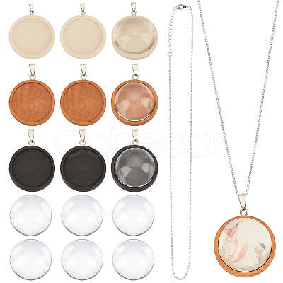 Nbeads DIY Blank Dome Flat Round Pendant Necklace Making Kit DIY-NB0007-89-1