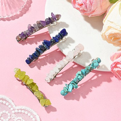 Natural & Synthetic Gemstone Chip Hair Barrettes PHAR-TA000001-1