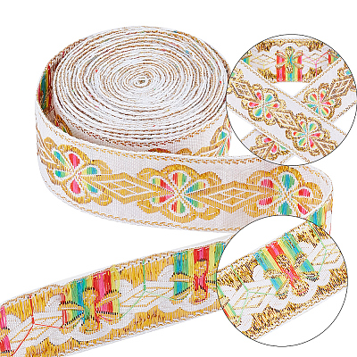 Flat Ethnic Style Embroidery Polyester Ribbons OCOR-WH0067-86C-1