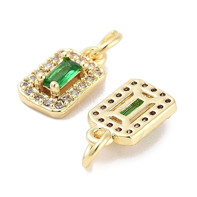 Brass Micro Pave Cubic Zirconia Charms KK-C051-11G-01-1